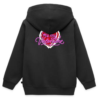Magasin Be My Valentine coeur rouge Conception cadeau - Sweat Premium à capuche zippé enfant bio - noir - Dos - AI Model Kid Male (0cm)