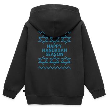 Laid Hanoukka, Hanoukka, fête des lumières, cadeau - Sweat Premium à capuche zippé enfant bio - noir - Dos - AI Model Kid Male (0cm)