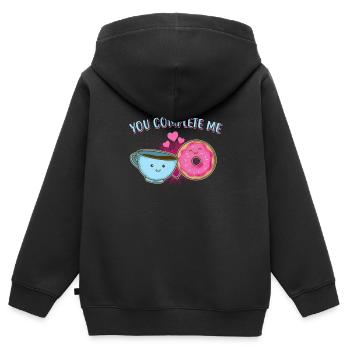 DU me compléter / café / cadeau - Sweat Premium à capuche zippé enfant bio - noir - Dos - AI Model Kid Male (0cm)