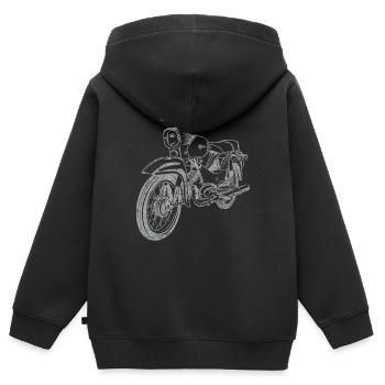 Simson Star Line Vintage Silhouette - Sweat Premium à capuche zippé enfant bio - noir - Dos - AI Model Kid Male (0cm)