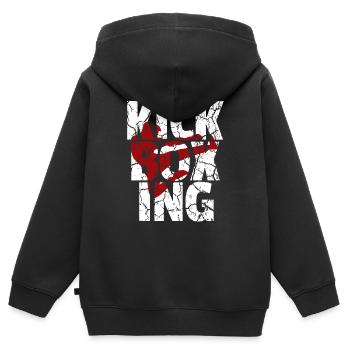 Kickboxing Kickboxer kickboxing lutte cadeau - Sweat Premium à capuche zippé enfant bio - noir - Dos - AI Model Kid Male (0cm)
