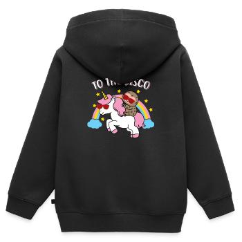 TO TH EDISCO / UNICORN / Gift - Kids Premium Organic Zip-up Hoodie - black - Back - AI Model Kid Male (0cm)