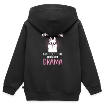 MAMA LLAMA GOT NO TIME FOR DRAMA / Geschenk - Kinder Premium Organic Zip Hoodie - Schwarz - Hinten - AI Model Kid Male (0cm)