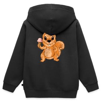 Chipmunks de glace-écureuil mignon drôle Animal - Sweat Premium à capuche zippé enfant bio - noir - Dos - AI Model Kid Male (0cm)