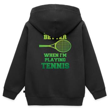 Tennis - Life - Tennisschläger - Geschenk - Kinder Premium Organic Zip Hoodie - Schwarz - Hinten - AI Model Kid Male (0cm)