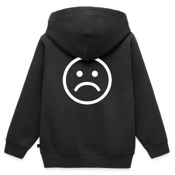 sad unglücklich traurig smiley - Kinder Premium Organic Zip Hoodie - Schwarz - Hinten - AI Model Kid Male (0cm)