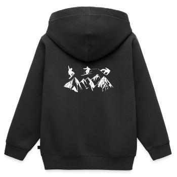 Ski, ski, ski, remontées mécaniques, Skispri - Sweat Premium à capuche zippé enfant bio - noir - Dos - AI Model Kid Male (0cm)