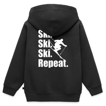 Skiing, skiing resort, ski resort, skiing holiday - Kids Premium Organic Zip-up Hoodie - black - Back - AI Model Kid Male (0cm)
