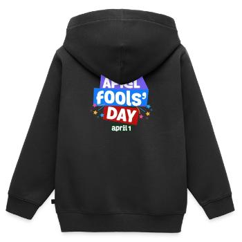 T-shirt d'un poisson d'avril - Journée nationale des farces Avril - Sweat Premium à capuche zippé enfant bio - noir - Dos - AI Model Kid Male (0cm)