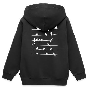 troupeau oiseaux d'oiseaux oiseau amant cadeau - Sweat Premium à capuche zippé enfant bio - noir - Dos - AI Model Kid Male (0cm)
