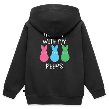 Pâques - Lapin de Pâques - Pâques - Cadeaux - Sweat Premium à capuche zippé enfant bio - noir - Dos - AI Model Kid Male (0cm)