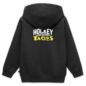 Hockey and Tacos - Kinder Premium Organic Zip Hoodie - Schwarz - Hinten - AI Model Kid Male (0cm)