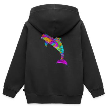 Dolphin gift aquatic mammal fish - Kids Premium Organic Zip-up Hoodie - black - Back - AI Model Kid Male (0cm)