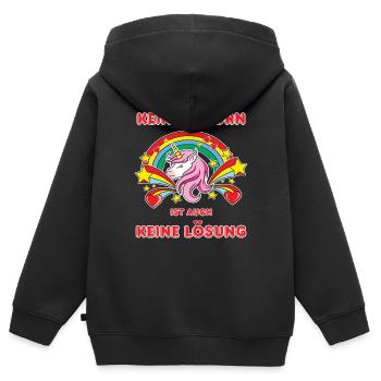 Kein Einhorn ist auch keine Lösung - Kinder Premium Organic Zip Hoodie - Schwarz - Hinten - AI Model Kid Male (0cm)
