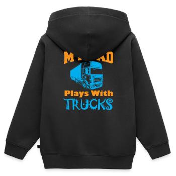 Kinder Geschenkidee LKW - Kinder Premium Organic Zip Hoodie - Schwarz - Hinten - AI Model Kid Male (0cm)