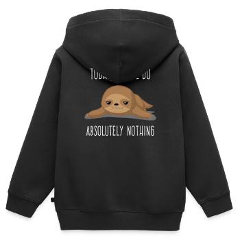 Lazy - Do not - Sloth - Lazy - Gift - Kids Premium Organic Zip-up Hoodie - black - Back - AI Model Kid Male (0cm)