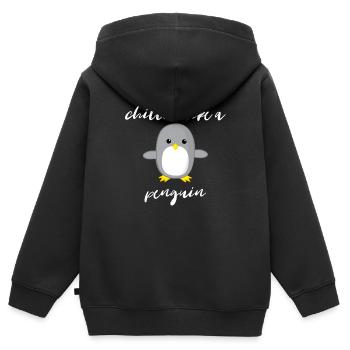 Penguin - Chill out - Faul - Cadeau - Relax - Sweat Premium à capuche zippé enfant bio - noir - Dos - AI Model Kid Male (0cm)