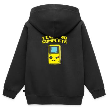 Niveau 40 complet - Sweat Premium à capuche zippé enfant bio - noir - Dos - AI Model Kid Male (0cm)