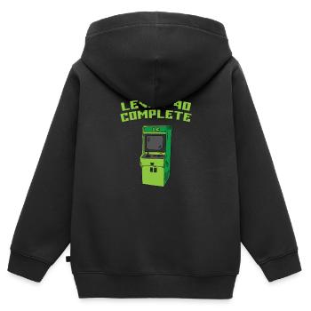 Niveau 40 complet - Sweat Premium à capuche zippé enfant bio - noir - Dos - AI Model Kid Male (0cm)
