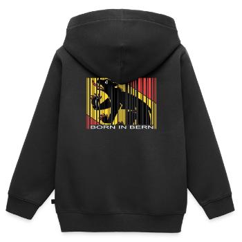 Né à Berne Suisse Suisse Né dans le don - Sweat Premium à capuche zippé enfant bio - noir - Dos - AI Model Kid Male (0cm)
