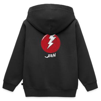 Nom de la foudre Shirt Superhero Superhero Janvier - Sweat Premium à capuche zippé enfant bio - noir - Dos - AI Model Kid Male (0cm)