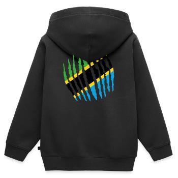 Griffe griffe origine indigène Tanzanie png - Sweat Premium à capuche zippé enfant bio - noir - Dos - AI Model Kid Male (0cm)