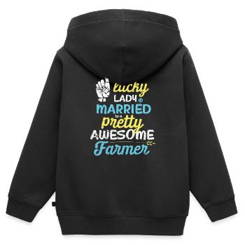 Pretty awesome Farmer - Kinder Premium Organic Zip Hoodie - Schwarz - Hinten - AI Model Kid Male (0cm)