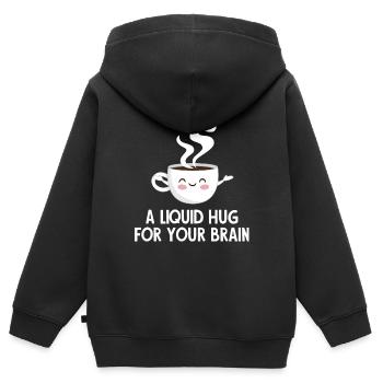 Coffee - Brain - Coffee Drinker - Gift - Kids Premium Organic Zip-up Hoodie - black - Back - AI Model Kid Male (0cm)