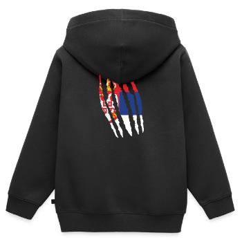 Claw Klaue Risse Herkunft Serbien png - Kinder Premium Organic Zip Hoodie - Schwarz - Hinten - AI Model Kid Male (0cm)