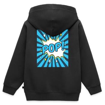 Pop Art - Sweat Premium à capuche zippé enfant bio - noir - Dos - AI Model Kid Male (0cm)
