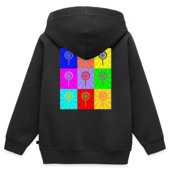 Pop Art - Sweat Premium à capuche zippé enfant bio - noir - Dos - AI Model Kid Male (0cm)