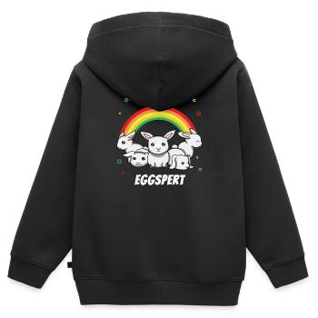 Eggspert Happy Easter Geschenk Frohe Ostern - Kinder Premium Organic Zip Hoodie - Schwarz - Hinten - AI Model Kid Male (0cm)