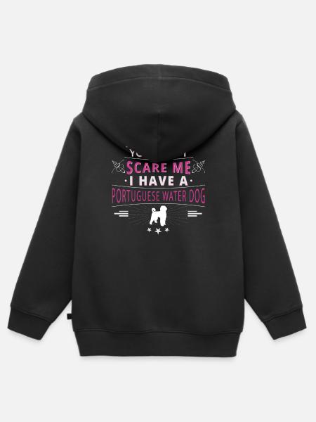 Portugiesischer Wasserhund scare - Kinder Premium Organic Zip Hoodie - Schwarz