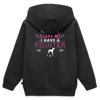 Pointer anglais Pointer peur - Sweat Premium à capuche zippé enfant bio - noir - Dos - AI Model Kid Male (0cm)