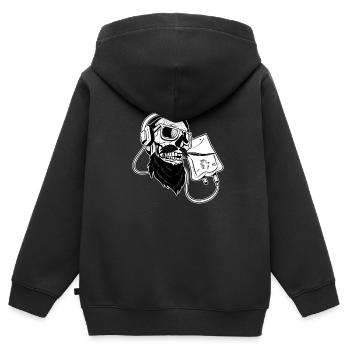 Love music - Liebe Musik Kopfhörer Kopfhörer Skull - Kinder Premium Organic Zip Hoodie - Schwarz - Hinten - AI Model Kid Male (0cm)