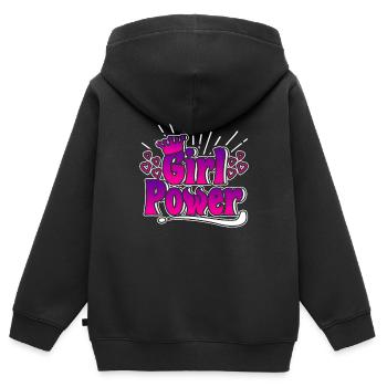 Girl Power - Girl Power - Kids Premium Organic Zip-up Hoodie - black - Back - AI Model Kid Male (0cm)
