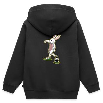 Ich liebe Fussball Ostern Osterhase Geschenk - Kinder Premium Organic Zip Hoodie - Schwarz - Hinten - AI Model Kid Male (0cm)