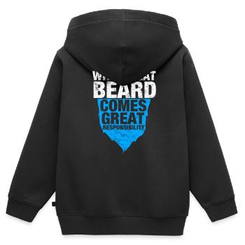 Avec une grande barbe vient une grande responsabilité - Sweat Premium à capuche zippé enfant bio - noir - Dos - AI Model Kid Male (0cm)