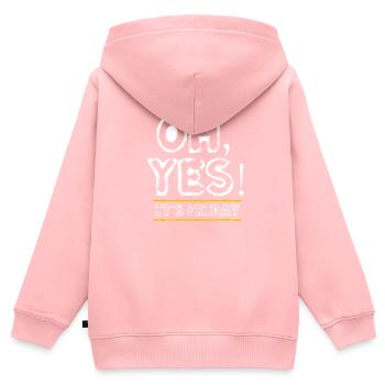 Vendredi - fin de semaine - heure de fermeture - Sweat Premium à capuche zippé enfant bio - rose - Dos - AI Model Kid Female (0cm)
