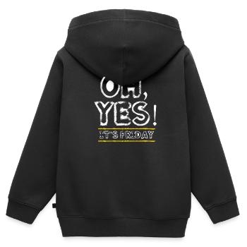 Vendredi - fin de semaine - heure de fermeture - Sweat Premium à capuche zippé enfant bio - noir - Dos - AI Model Kid Male (0cm)