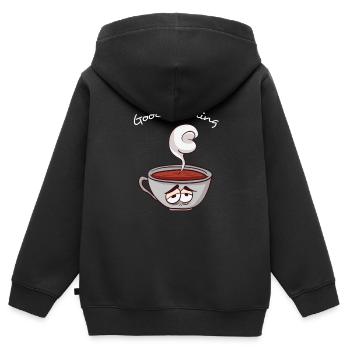 Good Morning - Good morning coffee - Kids Premium Organic Zip-up Hoodie - black - Back - AI Model Kid Male (0cm)