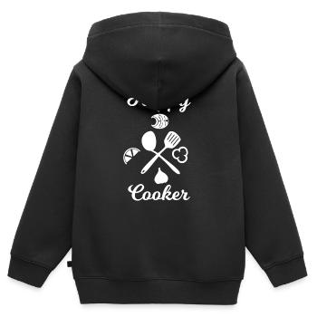 Cuisinier - cuisinier - cuisinier - cadeau - chef - Sweat Premium à capuche zippé enfant bio - noir - Dos - AI Model Kid Male (0cm)