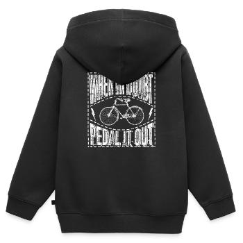When In Doubt Pedal it Out - Kinder Premium Organic Zip Hoodie - Schwarz - Hinten - AI Model Kid Male (0cm)