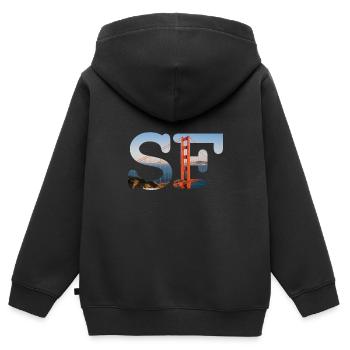 San Francisco - Sweat Premium à capuche zippé enfant bio - noir - Dos - AI Model Kid Male (0cm)