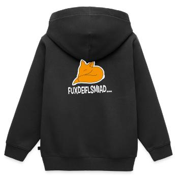 Fuxdeiflsmiad ... - Sweat Premium à capuche zippé enfant bio - noir - Dos - AI Model Kid Male (0cm)