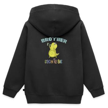 Schwangerschaftsankündigung Grosser Bruder DinoDab - Kinder Premium Organic Zip Hoodie - Schwarz - Hinten - AI Model Kid Male (0cm)