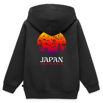Japon - terre du soleil levant - Sweat Premium à capuche zippé enfant bio - noir - Dos - AI Model Kid Male (0cm)
