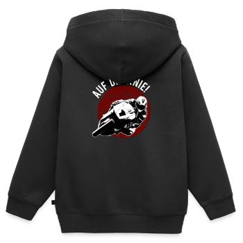 Auf die Knie - Kinder Premium Organic Zip Hoodie - Schwarz - Hinten - AI Model Kid Male (0cm)