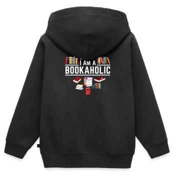 Bücherwurm Leseratte Buch Fan Shirt Geschenk Funny - Kinder Premium Organic Zip Hoodie - Schwarz - Hinten - AI Model Kid Male (0cm)