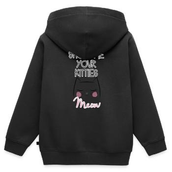 Montre-moi tes minous - Sweat Premium à capuche zippé enfant bio - noir - Dos - AI Model Kid Male (0cm)